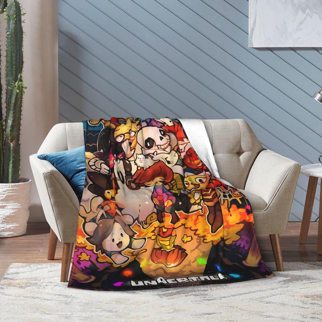 Undertale Decke Korallenfleece Plüsch Sommer Multifunktionale Weiche Überwurfdecke für Bett Outdoor Plüsch Dünne Steppdecke