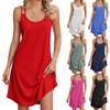 Women's Fashionable Solid Color Round Neck Camisole Loose Sleeveless Dress