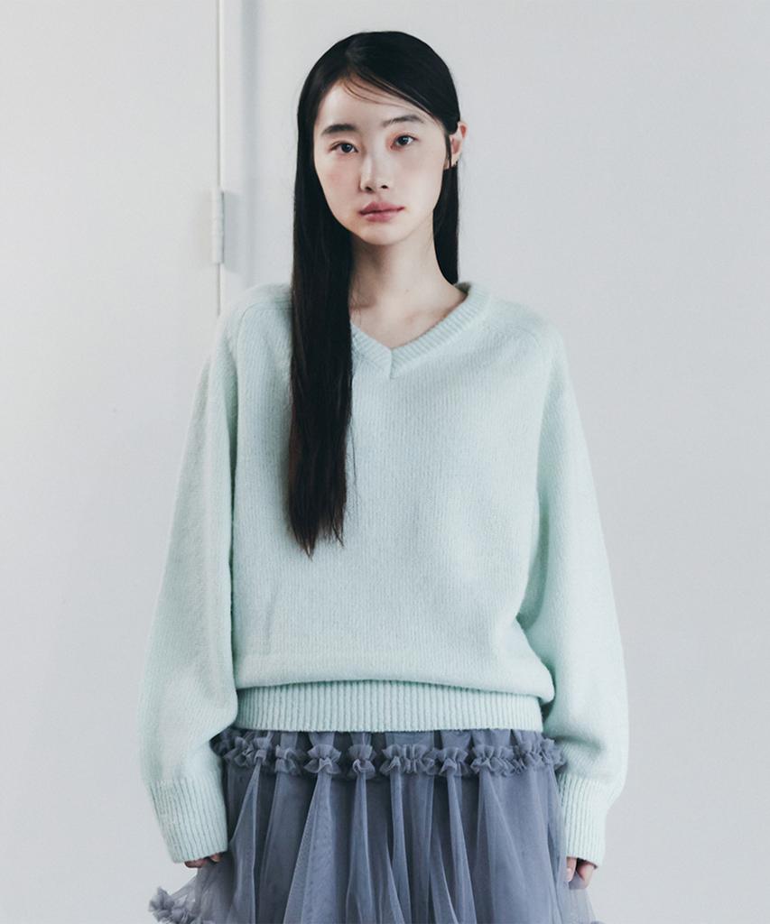 Selliteiljeu V-Neck Alpaca Knit_Mint