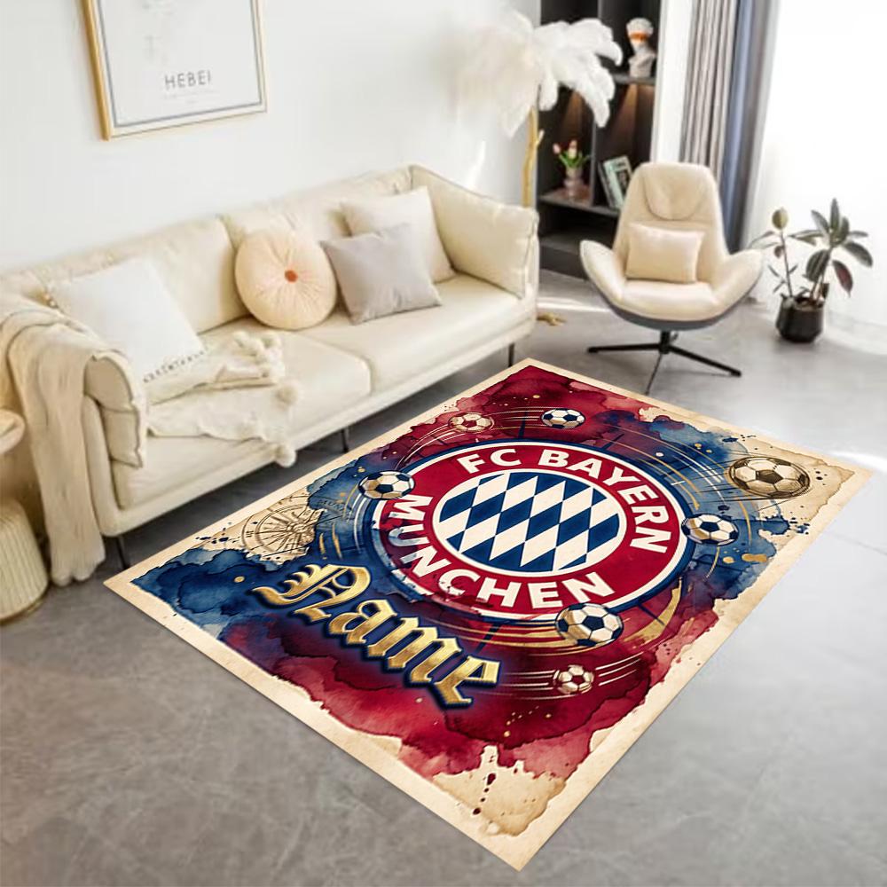 Bayern Munich Soccer Poster Carpet Design for Playrooms Study room Dining Room Entryway Anti-slip Rug Anime Office Decor Best for Christmas