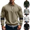 Men's ,color Casual And Trendy Lapel Color,blocked High,weight Loose Long,sleeved Top