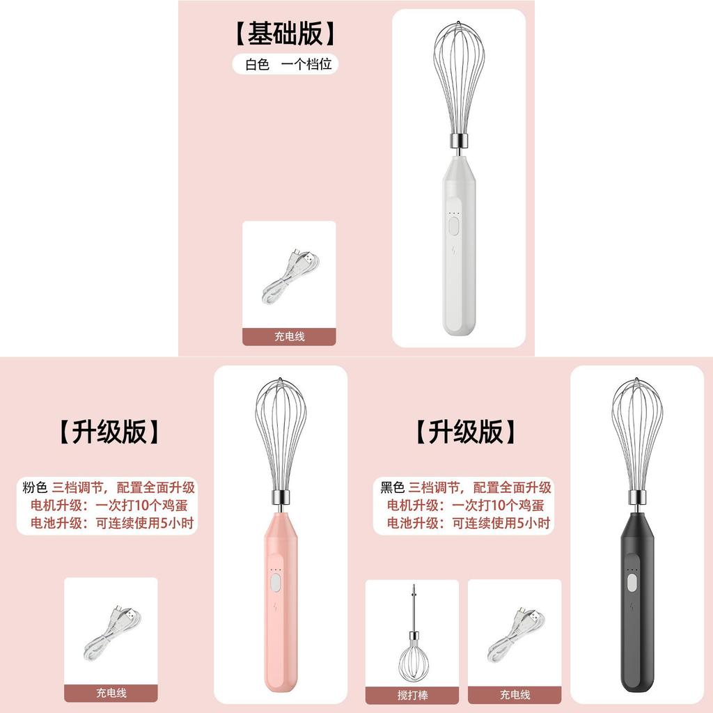 Handheld Electric Egg Beater With 3speed Wireless Operation For Baking And Cream Whipping