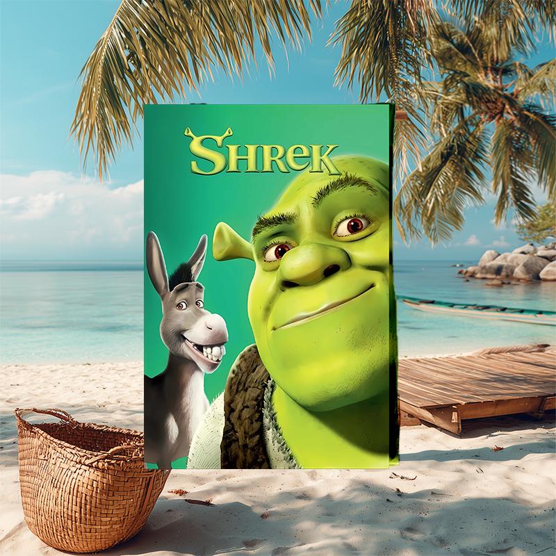 1pc Shrek1 Beach Towel, Comfortable and Thick, and Swimming/Bath/Picnic/Camping Towel, Suitable for Seaside Beaches