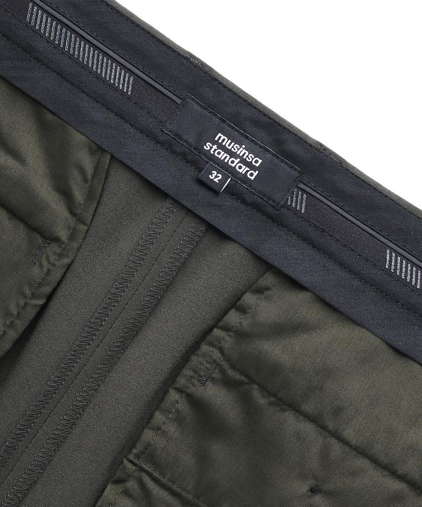 Musinsa Standard Lightweight Semi-Wide Hidden Banding Slacks [Dusty Khaki]