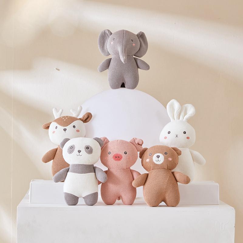 Korea Ins Hot Rabbit Elephant Unicorn Plush Toy Bell Cute Baby Soothing Doll Knitted High Quality Birthday Gift For Kids Newborn