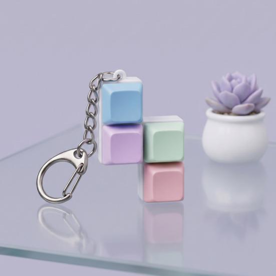 Colorful Keyboard Fidget Toys Mechanical Button Keyboard Clicker Keychain Creative Decompress Toy for Adults Work Stress Anxiety Relief