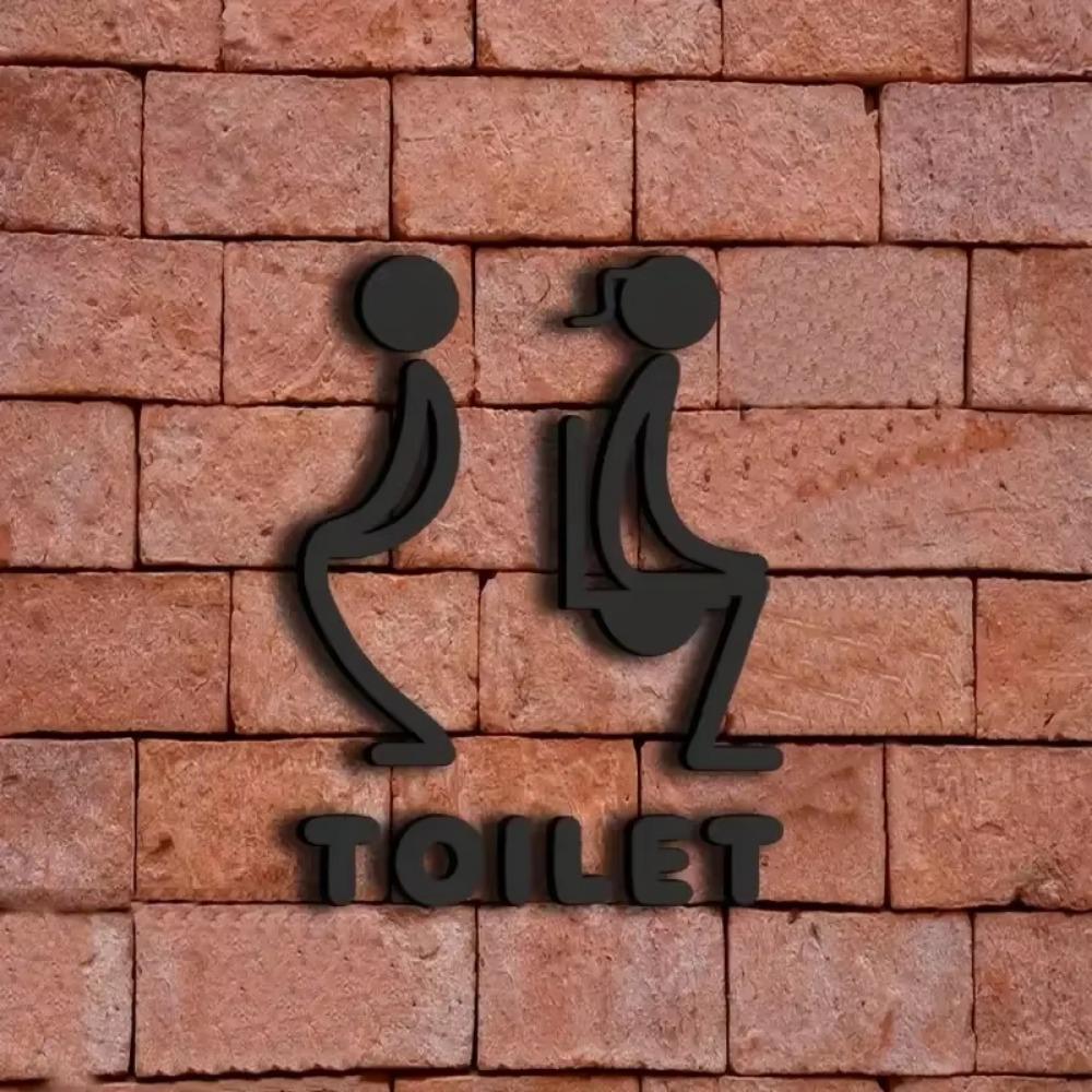 Chic Acrylic Bathroom Sign - 2D Toilet Door Indicator for Restaurants, Cafes, and Malls - Men and Women Bathroom Sign