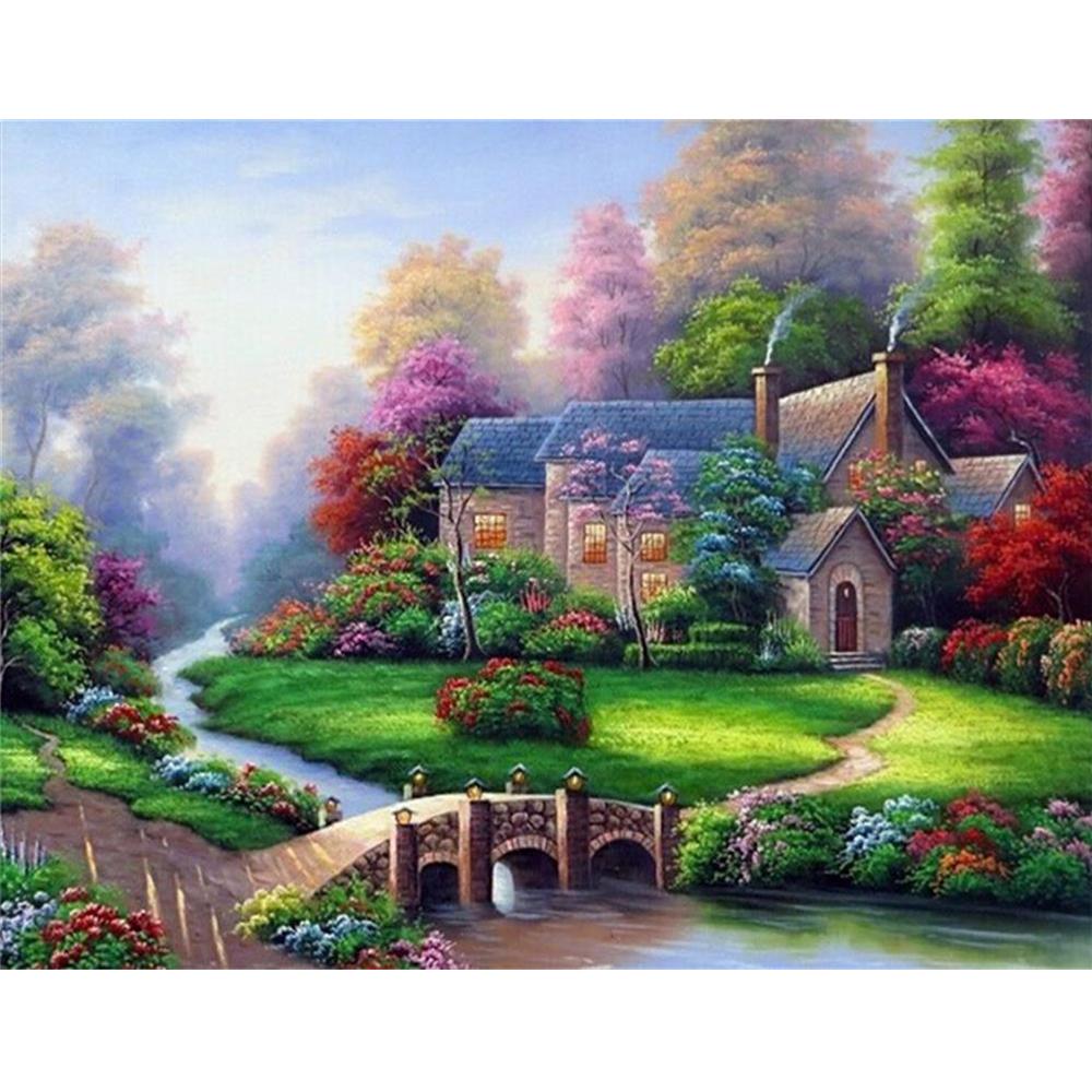 Peinture au Diamant 5D DIY Série Paysage Marin Bâtiment Diamants Entiers Fait Main Mosaïque Brodé au Diamant Décoration de Maison Cadeau