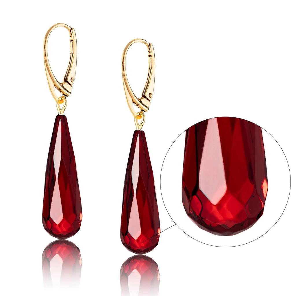 By Amber Teardrop Red Amber Jewelry Box Silver925 Gold Plated Lever Back Elegant Jewelry Quality Warranty Included [Amber Mazukna] Earrings, Shape,