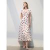 Sancai 2025 Summer Cherry Floral V-Neck A-Line Long Dress