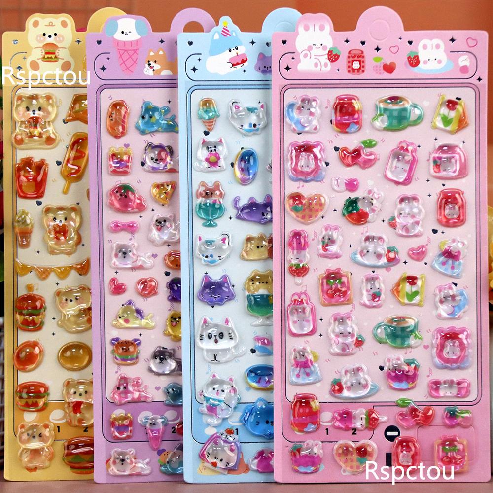 Kawaii Cartoon Animal 3D Sticker Cute Fun DIY 3D Embossed Crystal Stickers for Scrapbook Journal Stationery Decoration