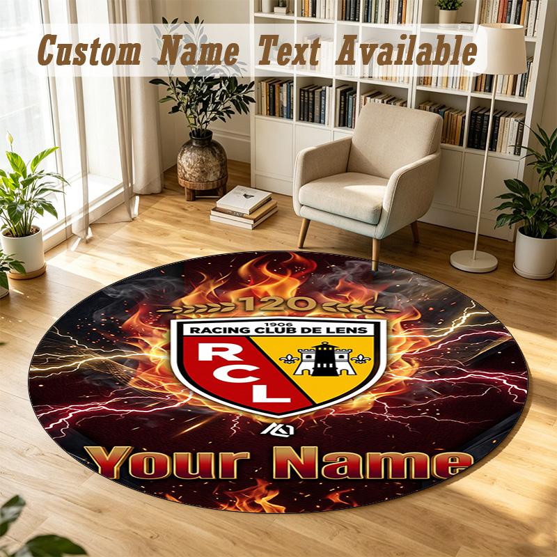 Round Rug Custom Nameracing Club De Lens Pattern Non Slip Carpet Home Floor Decor