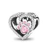 Dogs Pet Charm Bead Charms Copper Heart Shaped Pink Zircon Claws Pendants Compatible With Authentic Bracelets Fine Do It Yourself Birthday Jewellery G