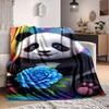 1pc Panda Flower Decoration Blanket - Lightweight Flannel Fleece with Digital Printing, Soft Warm for Sofa, Travel, Camping, Office Yy251018264