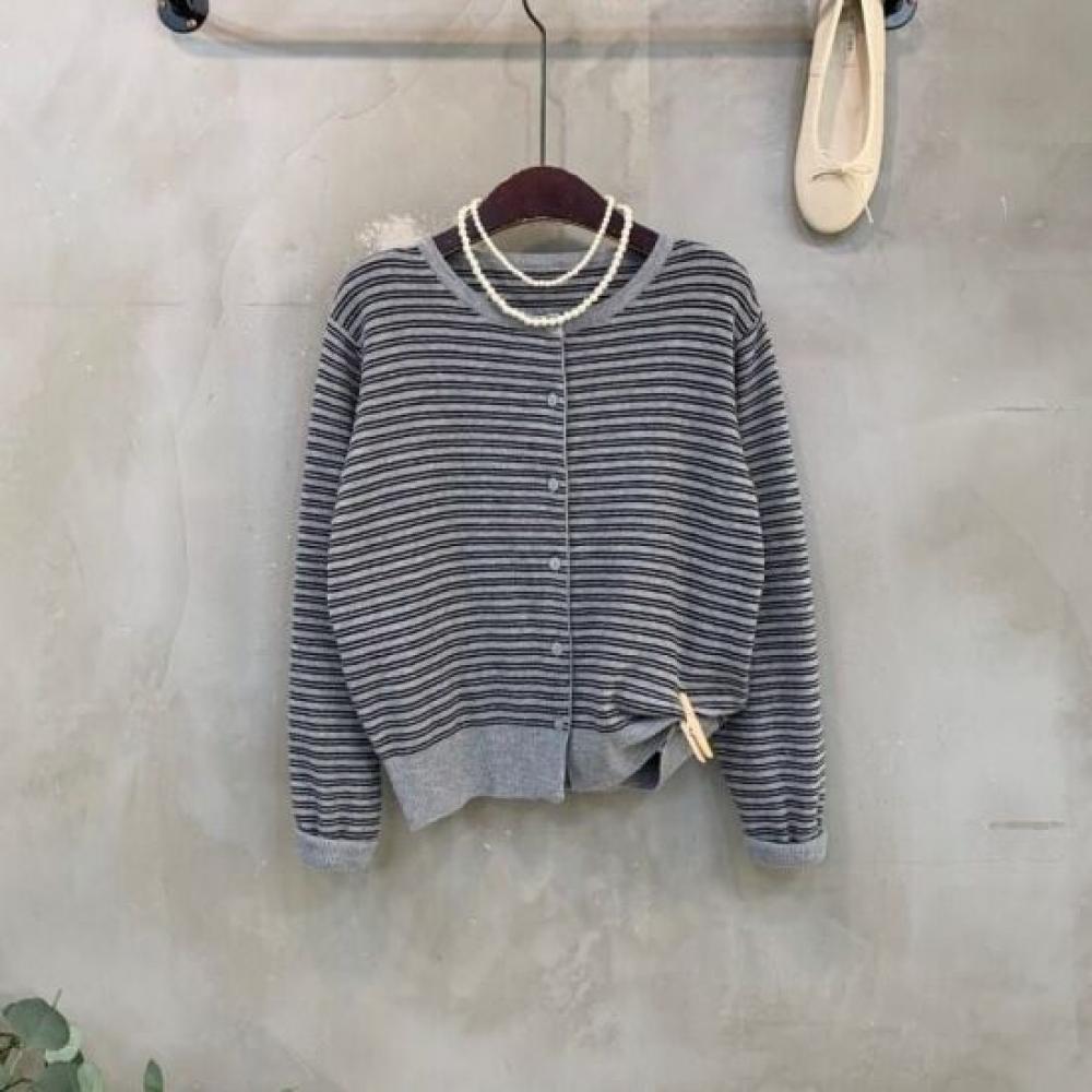 C S In The Room Paro Long Sleeve Knit Cardigan Color Stripe 2Color