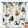 Fantasy Cat Potted Plant Design Print Drapes Room Darkening Window Curtains for Home Decor,Rod Pocket Blackout Curtains Bedroom