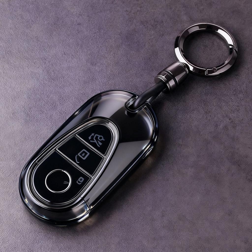 Étui Souple en TPU pour Clé de Voiture Pour Mercedes-Benz Classe C S GLC EQE EQS W223 X254 V297 V295 W206 S206 X206 Porte-Clé Transparent