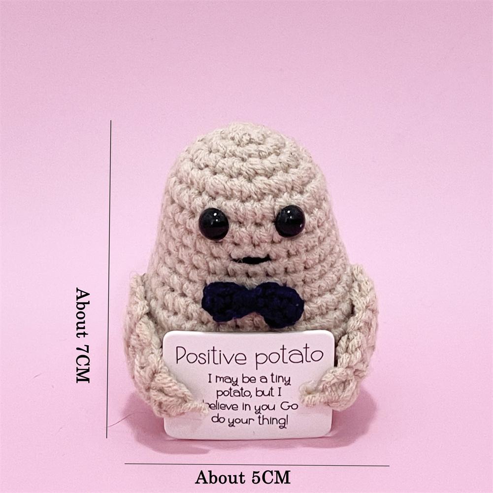 Positive Cute Potato Home Room Decor Mini Handmade Plush Ornament Knitting Wool Yarn Doll Birthday Gifts Room Decorations