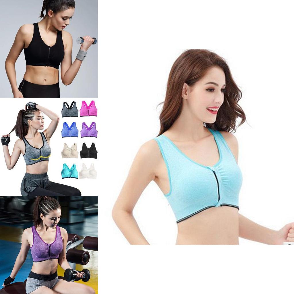 Sutien Sport Fără Cusături, Rezistent la Șocuri, cu Fermoar și Burete, pentru Alergare și Yoga, pentru Confort și Susținere Maximă
