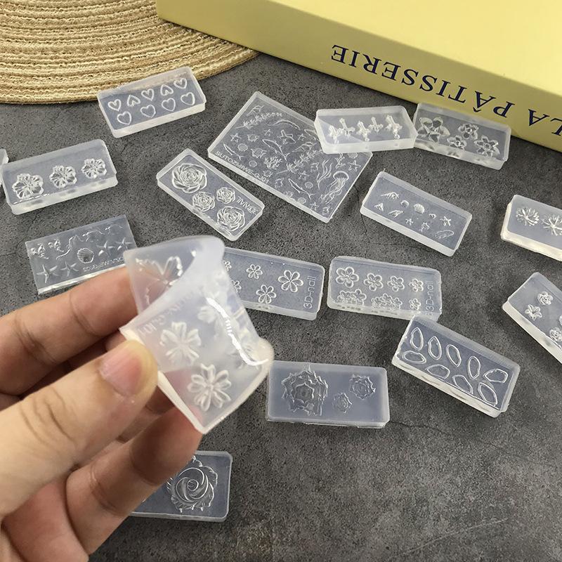 Mucegai Silicon 3D Floare Trandafir pentru Unghii Stil Ocean Scoică Stea de Mare Unghii Mucegai Transparent DIY Decorare Artă Unghii Manichiură Instrumente Design