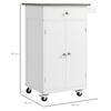 Serving Trolley Kitchen Cart On Wheels Multi-Storage 1 Drawer 2-Door Cupboard with Shelf Towel Rack White MDF Stainless Steel