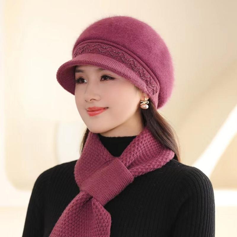 Hat Women's Autumn and Winter New Velvet Warm Windproof Ear Protection Knitted Wool Hat Cold Scarf Hat