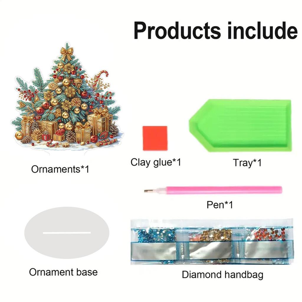 Crystal Painting Kit 2D Acrylic Gem Crafts With Stand Christmas Tabletop Decor For Adult Child Family Farmhouse Workplace