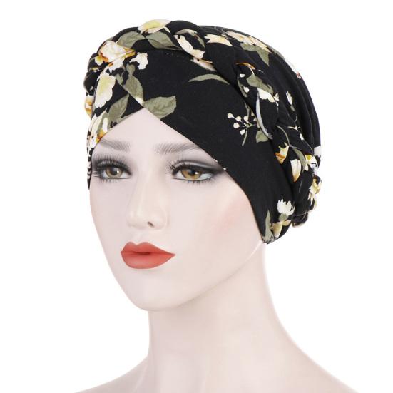 Schickes Damen Kopftuch mit Blumenmuster, elastisch, Turbanhut, Kappe bei Haarausfall durch Krebs-Chemotherapie