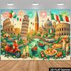 2D Vibrant Italian Culture Landmarks & Food Backdrop Aesthetic Photo Prop