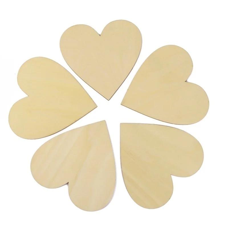 20pcs 40mm Wooden Heart Shape Embellishment for Crafts Wedding Decoration