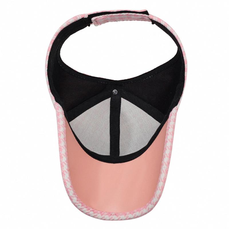Spring Summer Houndstooth Baseball Cap Women's Ponytail Back Cap Empty Top Hat