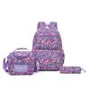 Korean Style Cartoon Large Capacity 3-Piece Lunch Bag Pencil Case Backpack for Boys Girls Students Campus Backpack Fashion School Bag