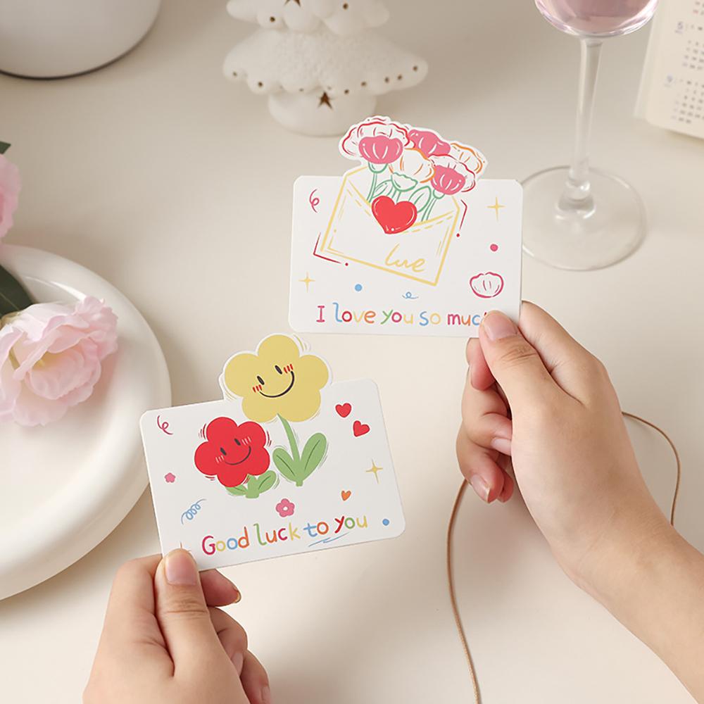 6 Pcs Simple and Simple Picture Greeting Card Qixi Valentine's Day Flower Shop Birthday Thank You Card Blessing Card
