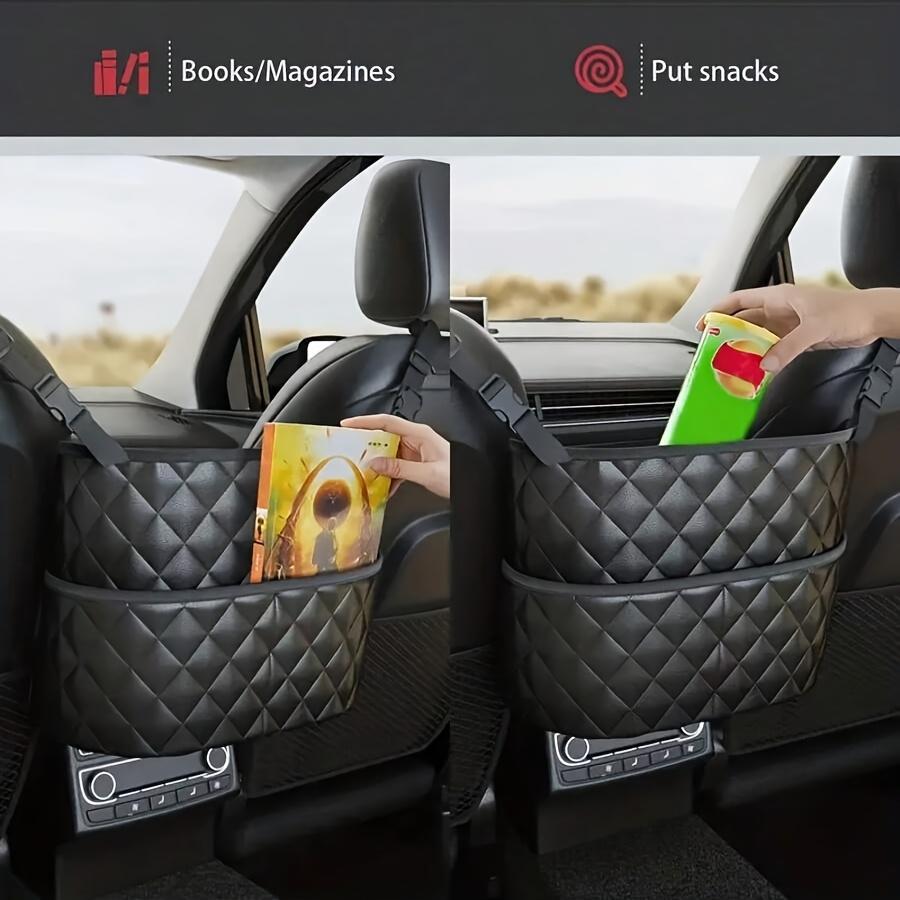 1PC Car Seat Back Storage Bag Large Capacity PU Leather Center Console and Armrest Box Storage Bag