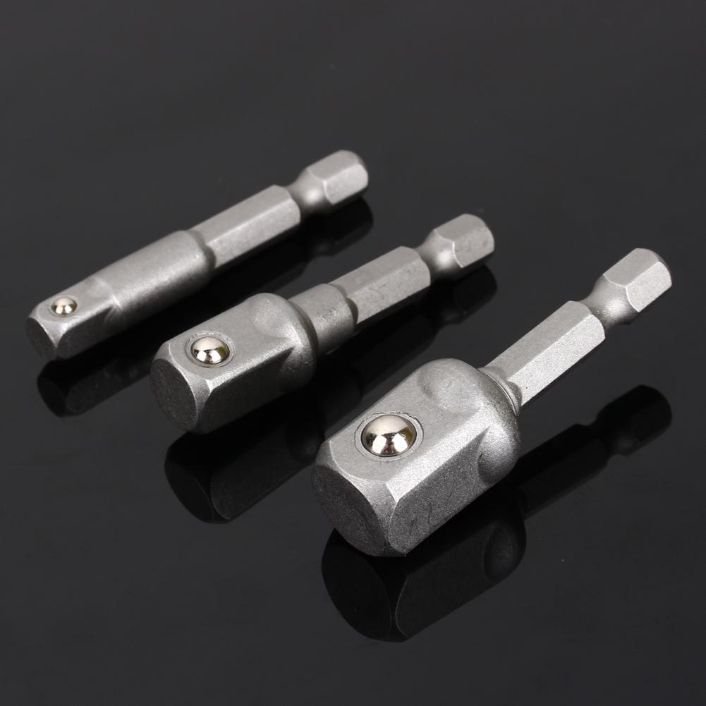 3 vnt. Gręžimo lizdo adapteris Šešiakampis įvorės tvirtinimas 1/4" 3/8" 1/2" tvirtinimui Smūginis suktuvas
