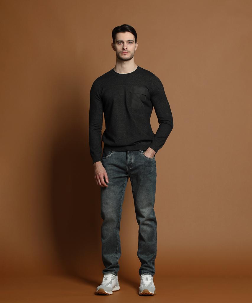 PANICALE Black Unisex Slim Fit Soft Pocket Knit