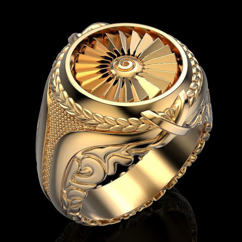 Sterlingsilber Ring Punk Zahnrad Herren 18K Gold Ring Party Hochzeit Glamour Schmuck Geschenk