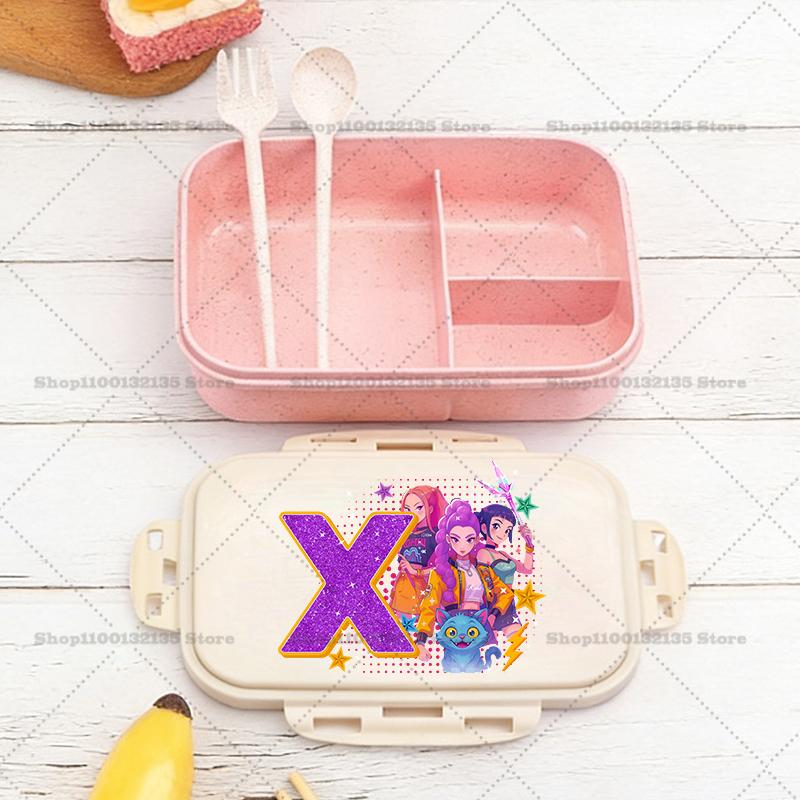 Kpop Demon Hunters Boy Girl Lunch Box Anime Portable Bento Boxs Student Hermetic Food Crisper Single Layer Capacity Kids Gift