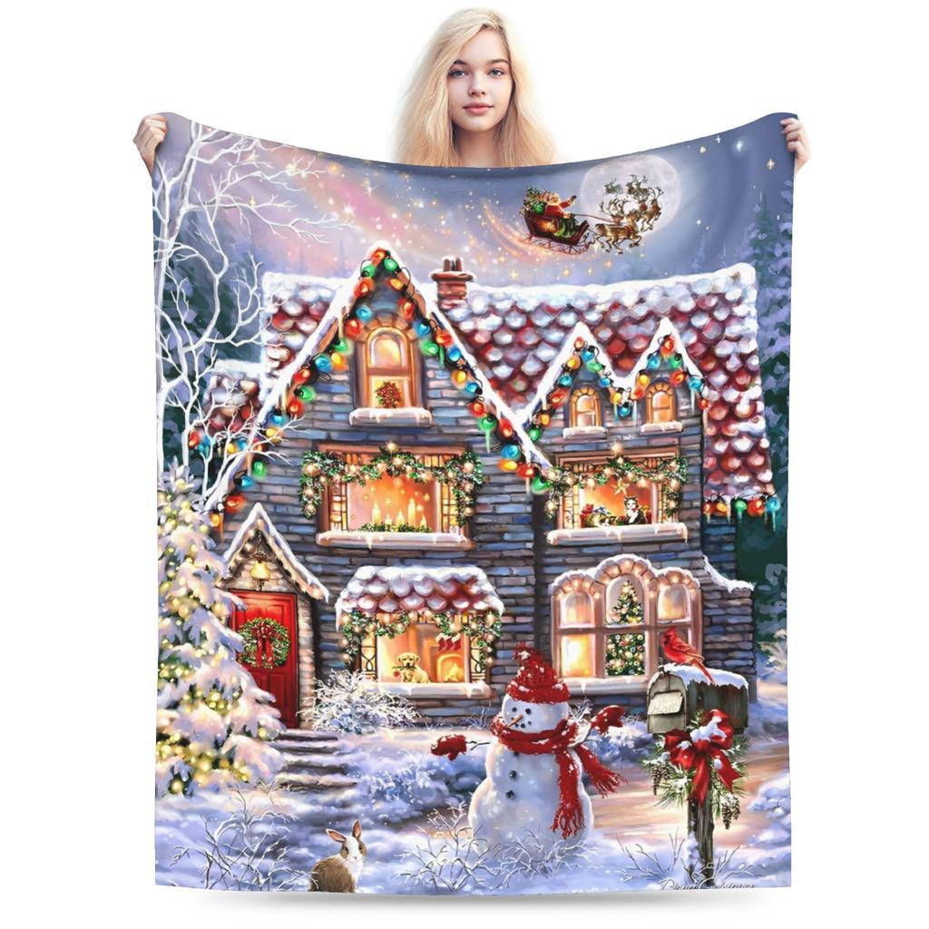 Christmas Eve Blanket Travel Flannel Throw Blanket For Couch Chair Warm Soft Custom Quality Bedspread Gift Idea