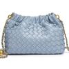 Gold Ball Chain Woven Bag - Fashionable Cross-body Bag with Shoulder Strap and Pleated Cloud-shaped Design.