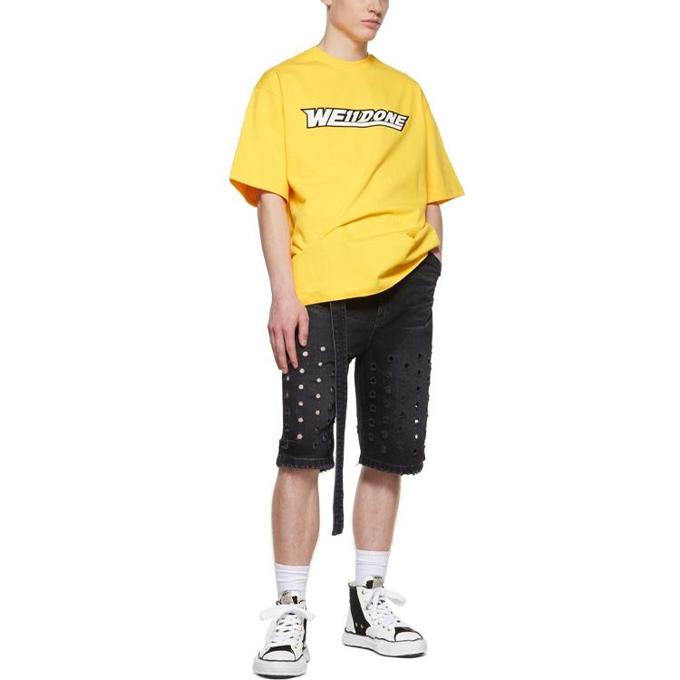 WE11DONE Ss22 Logo Print Short Sleeve T-Shirt Unisex Tops Yellow WD-TT1-22-628-U-YE