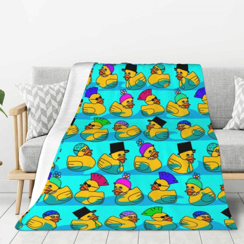 Couverture Canard en Caoutchouc Jaune Dessin Animé Animal Personnalisée Impression 3D Douce Polaire Flanelle Couvertures Chaudes pour Bureau Lit Canapé Couvre-lits