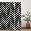 Modern Stripe Geometric Shower Curtains Waterproof Fabric Bath Curtains For Bathroom Bathtub Large Wide Bathing Cover With Hooks