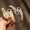 New High-end Super Flash Zircon Nail Bracelet, Personalized Square Emerald Open Bracelet Jewelry