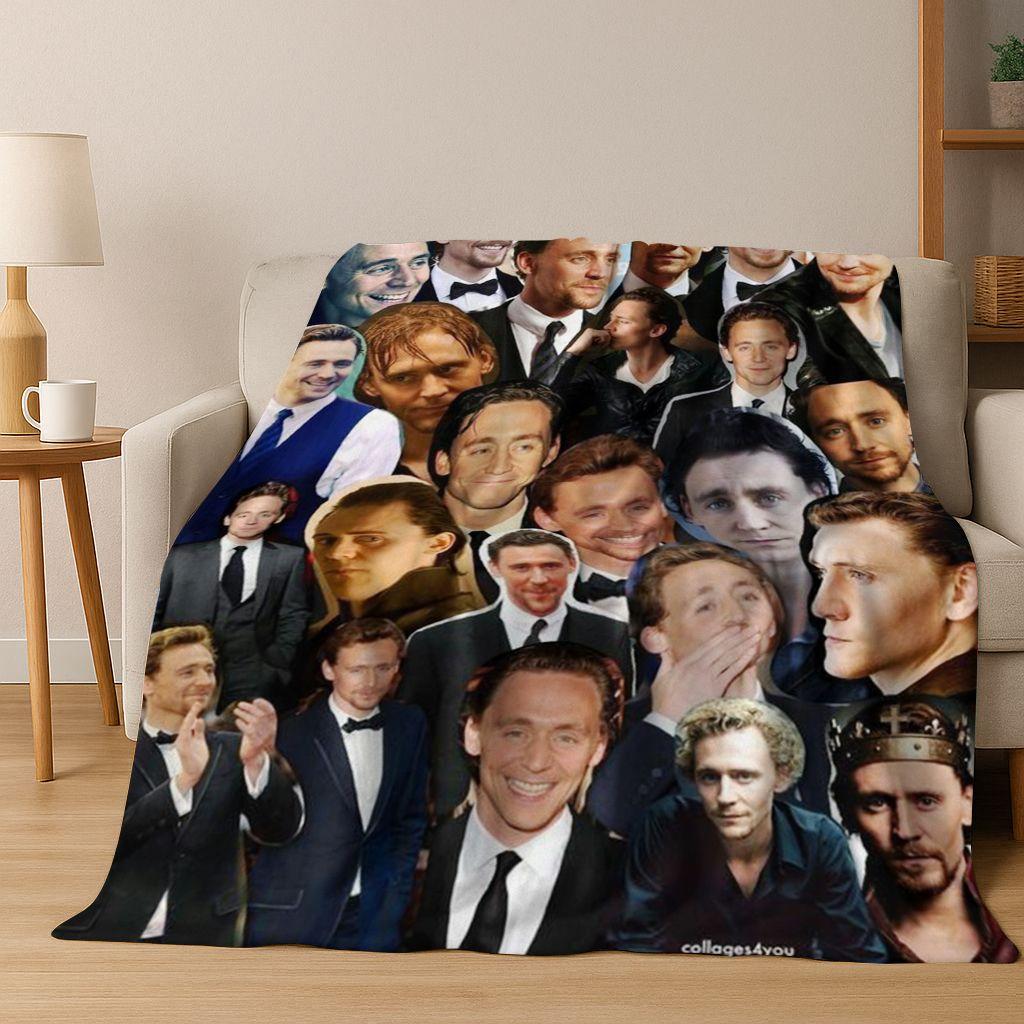 3D Sztuka Toma Hiddlestona Aktor Gwiazda Koc Flanelowy, Przytulny Miękki Koc do Domu Sypialni Łóżka Sofy Pikniku Biura Pokrowiec Prezent dla Dzieci