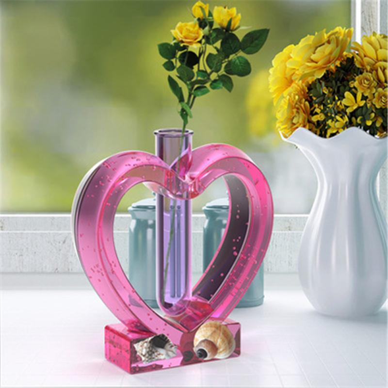 Silicone Flower Vase Mold Set Hex Love Shape Plant Propagation Station With Test Tube Flexible