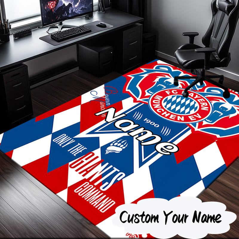 Custom Name Munich Crest Rug for Living Room, Game Rooms, Office, Bedroom, Floor Mat Playful Design, Fan Gifts Christmas Decor