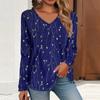 Women's T Shirt Retro Print Long Sleeve Daily Weekend Daily Basic V Neck Regular  Fall Winter Tops