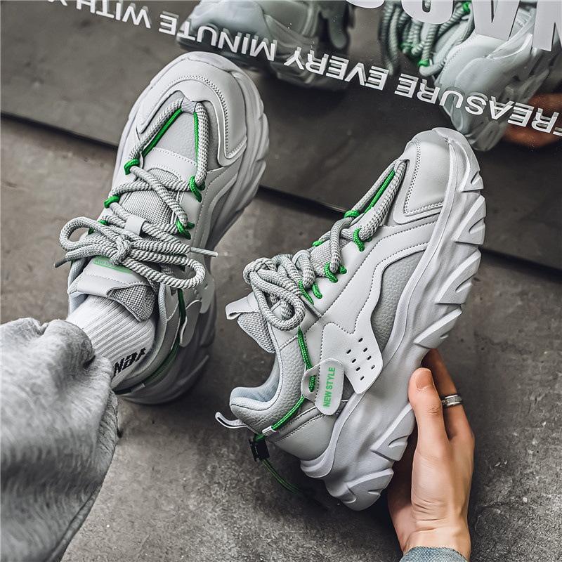 Dad Shoes New Four-season Breathable Non-slip Wear-resistant Sports Shoes Heightening Casual Shoes Running Shoes Thick Sole