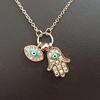 Fatima Palm Necklace Evil Eye Hamsa Hand Chain Pendant Jewelry For Women